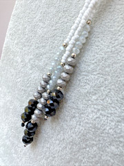 VTG DRESSY GOTH Quartz polished Crystal Glass Genuine Stone Beaded Necklace y2k