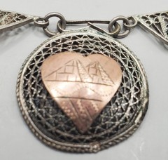 800 Silver Arabic Marked Egyptian Storyteller Filigree Panel Link Necklace