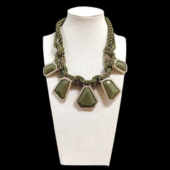 VTG Anna & Ava 18″ Chunky Old Hollywood Green Gold LUXE Glam Statement Necklace