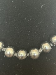 Judith Jack Sterling Marcasite Faux Dark Gray Pearl Necklace