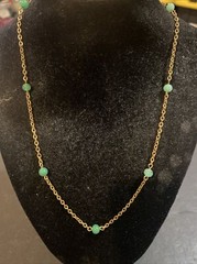 Vintage Trifari Faux Jade & Gold Tone Necklace