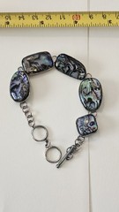 VINTAGE ABALONE 925 STERLING SILVER BRACELET 7+8 Inch Adjustable GORGEOUS…