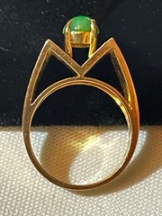 Vintage 14k Yellow Gold Nephrite Mid Century Ring Size 3.75 Weighs 6 Grams