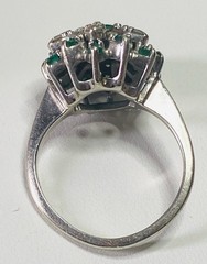 Vintage 14K White Gold Diamond And Columbian Emerald Ring