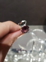 Adjustable size Ring vtg 1974 Sarah Coventry Amethyst rhinestone “deep purple”