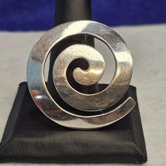 Vintage Modernist 925 Sterling Silver Spiral Swirl Pendant 40mm 14.6g