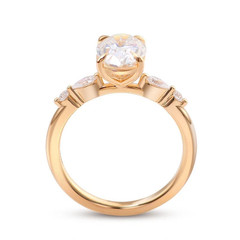 2.10TCW Multi Stone White Moissanite & 10K Yellow Gold FN Anniversary Women Ring