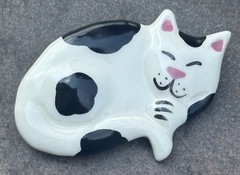 Vintage Flying Colors Kitty Cat Brooch Pin Ceramic Whimsical