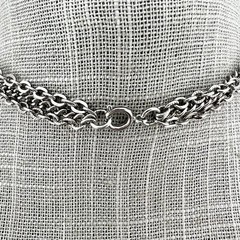 Vintage Necklace Multi Chain Ribbed Beaded MCM Silver Tone 48”