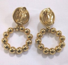Vintage GIVENCHY Large Crystal Gold Tone Beaded Drop Earrings