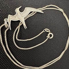 BEAUTIFUL ESTATE STERLING SILVER STUDIO HAND MADE ARTISAN BIRD NECKLACE 20” LONG