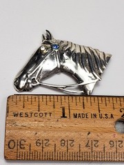 10g Sterling Silver Horse Cowboy Rodeo Brooch Pin 45mm Long