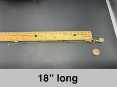 Vintage 12k GF Pocket Watch Chain FOB Necklace, Dog Clip, Blue Aquamarine Glass