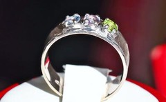 14k white gold ring 0.66ct multi gemstone mother’s size 7 handmade 4.2gr N2731