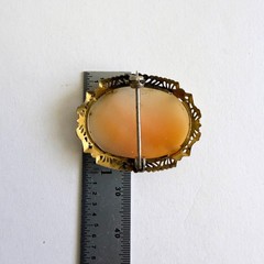 Vintage Sterling Silver Cameo Brooch Filigree Gilt Gold Wash Carved Shell Pin
