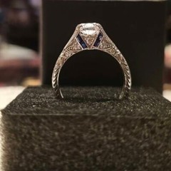 Vintage 1930s Edwardian 2.45 Ct Round CZ Art Deco Engagement Iconic Retro Ring