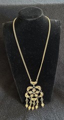 Vintage Celebrity NY Necklace Chandelier Filigree Tassel Necklace 20″ Gold Tone