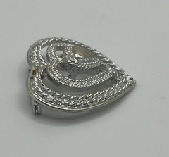 Vintage Gerry’s Silver Tone Textured Triple Heart Brooch Some Wear See Photos