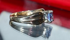 14k yellow gold 0.60ct tanzanite solitaire size 6 ring heated vintage 3.30gr