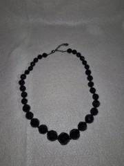 Carolee graduated glass bead jet black crystals knotted design Necklace