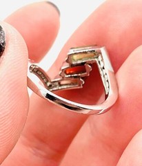 Vtg Silver Tone Birthstone Green Red Yellow Glass Rhinestones Ring Sz 7.5
