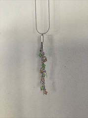 vintage silver 925 waterfall Artist Signed necklace Crystal