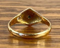 1873 Victorian Turquoise Seed Pearl 15k Gold Ring Birmingham Size 6.5+/- not 14k
