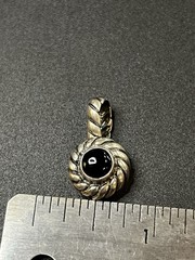 Vintage Sterling Silver And Black Onyx Pendant Open Back No Light Shine Thru St