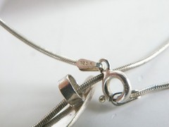 Vintage Sterling Silver 925 Artisan Modernist Rhodochrosite Slide Necklace