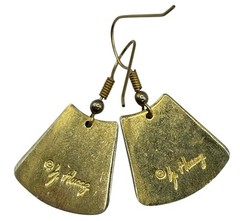 Vintage Cloisonne Earrings Samuel Huang Pierced Hook Dangle Drop Bamboo