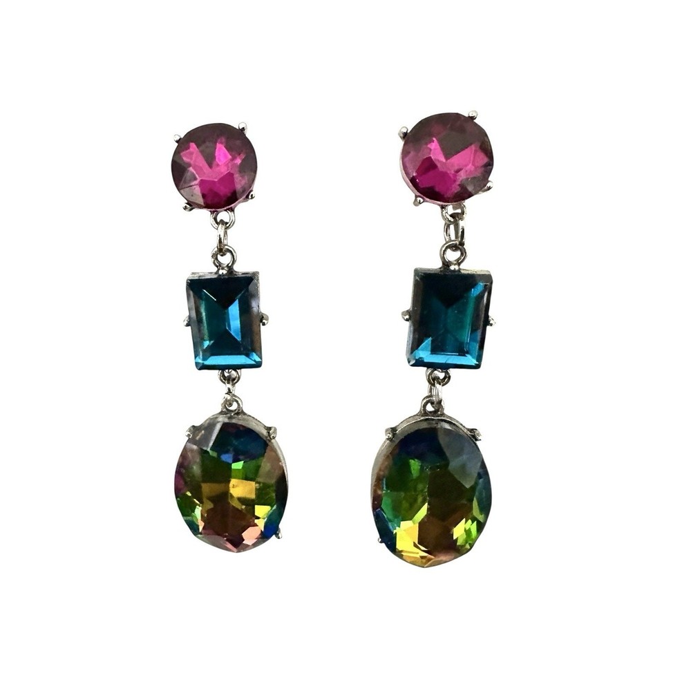 Dressy Tutifruti Magenta Blue & Mystic Topaz Style Dressy Dangle Drop Earrings
