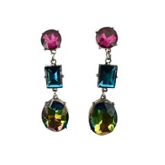 Dressy Tutifruti Magenta Blue & Mystic Topaz Style Dressy Dangle Drop Earrings