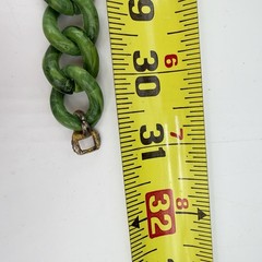Vtg Marbled Celluloid Link Necklace Faux Green Jade Fancy Clasp