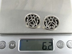 Vintage Guad Jal Mexico Sterling Silver Geometric Design Cufflinks 925 6.2g