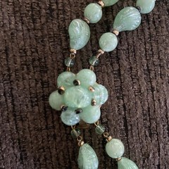 Vintage Teal/Green Beads Necklace WESTERN GERMANY. 15.5 Inches Beautiful Clasp