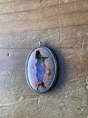 Vintage Mexican Cantera Fire Opal Crystal Gemstone Pendant 1.15″ 4.3 Grams