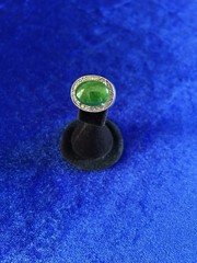 Vintage Estate 50’s Sterling &18k Green Jadeite Men’s Ring Size 9.75 Eyecatcher