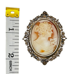 Torre del Greco Italy Hand Carved Shell Cameo Pendant Filigree Lady Portrait