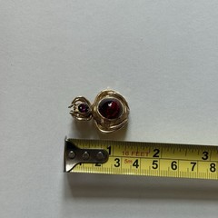 Vintage 14K Yellow Gold Rhodolite Garnet Spider Beetle Insect Brooch Pendant
