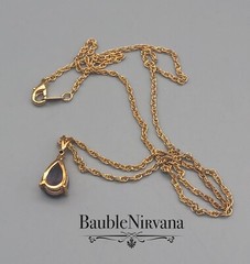 Vintage Yellow Gold Plated Amethyst & Diamond Pendant & Twisted Rope Chain