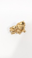 Vintage Ivy Leaf Rhinestone Gold Toned Brooch Pin