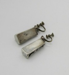 Estate Vintage Eagle 3 N A Taxco Mexico Sterling Silver Screw On Dangle Earrings