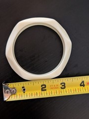 Vig White Cream Acrylic Lucite Facet Geometric Bangle Cuff Bracelet