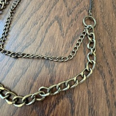 Vintage, Antique Brass-Tone Multi-Chain Necklace, 34”(L)