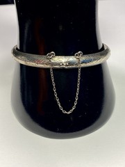 Vintage 925 Sterling Silver Hinged Bangle Bracelet 2.25″ Diameter, 8.1 grams