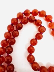 Chinese Export Sterling Silver Carnelian Beaded Necklace 25in Vintage Jewelry
