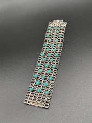 Vintage Taxco Sterling Mesh Link Necklace(14in) & Bracelet (6.75in) Set 130.87gm