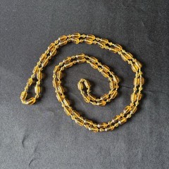 Antique Amber Honey Molded Czech Glass Bead Necklace Hand Strung Knotted Flapper