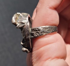 VTG MCM Sterling Silver Brutalist Modernist Abstract Embrace Statement Ring Sz 7