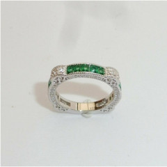1890s Art Deco0.68 Cts Moissanite wedding ring, Vintage antique eternity ring